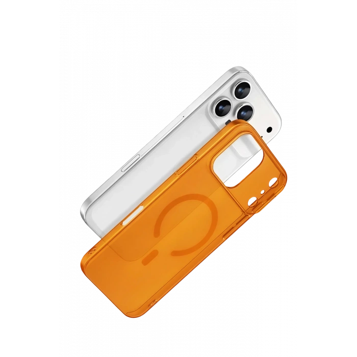 Apple iPhone 17 Pro Combo Sert Şeffaf Magsafe Kapak - Turuncu