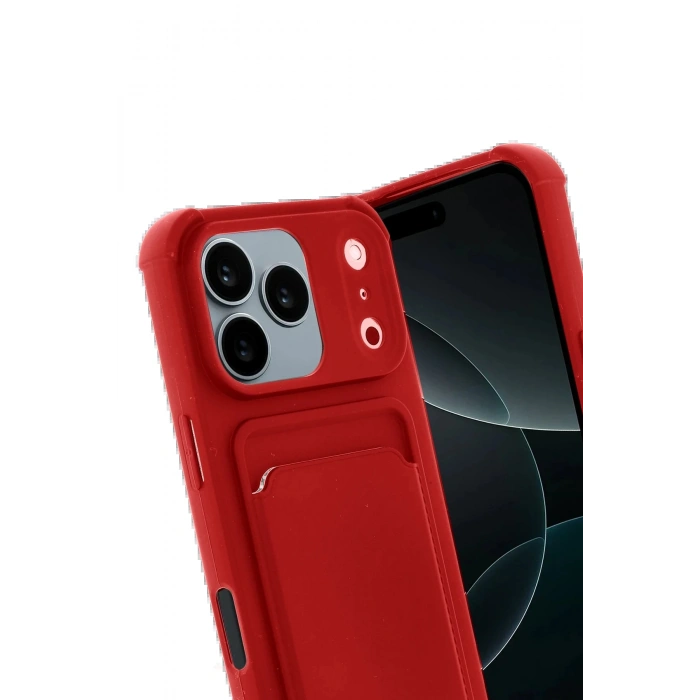 Apple iPhone 17 Pro Kelvin Kartvizitli Silikon - Kırmızı