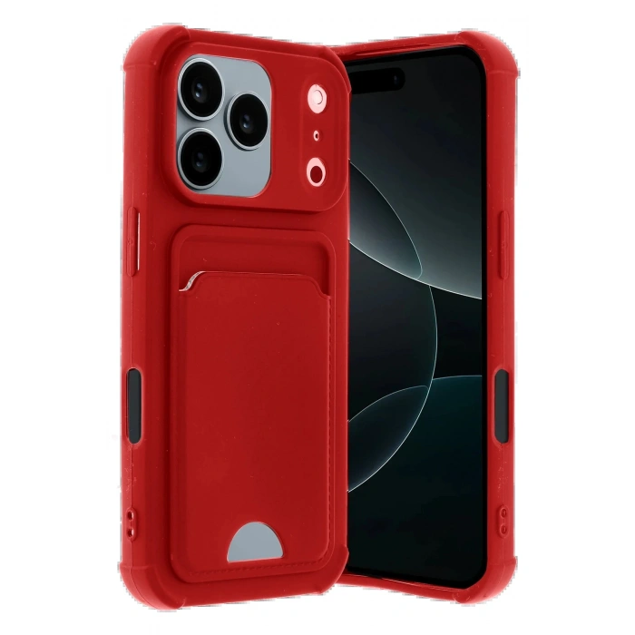 Apple iPhone 17 Pro Kelvin Kartvizitli Silikon - Kırmızı