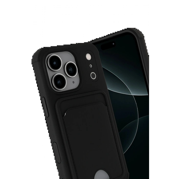 Apple iPhone 17 Pro Kelvin Kartvizitli Silikon - Siyah