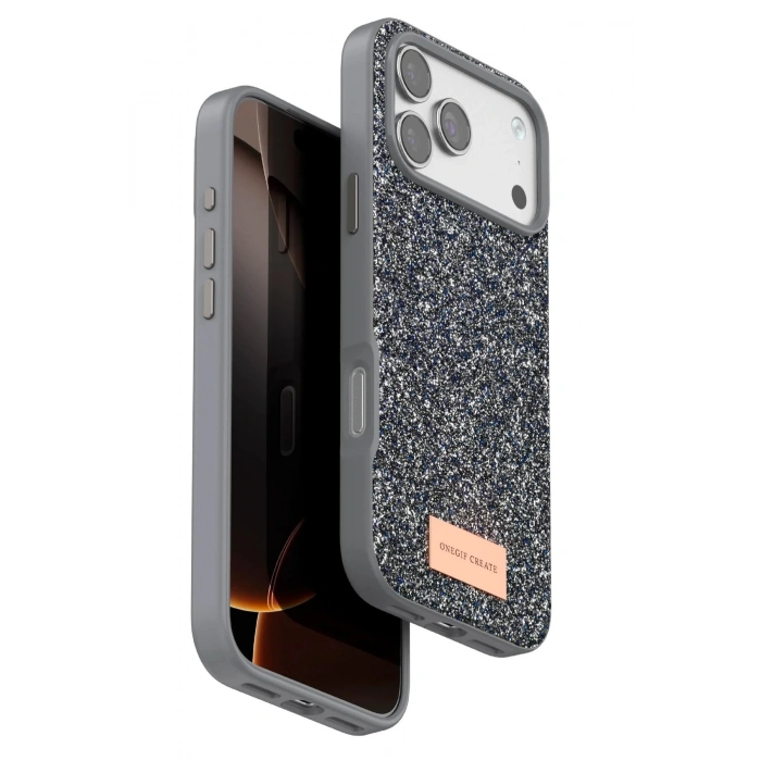 Apple iPhone 17 Pro Max Bright Simli Kapak - Gümüş