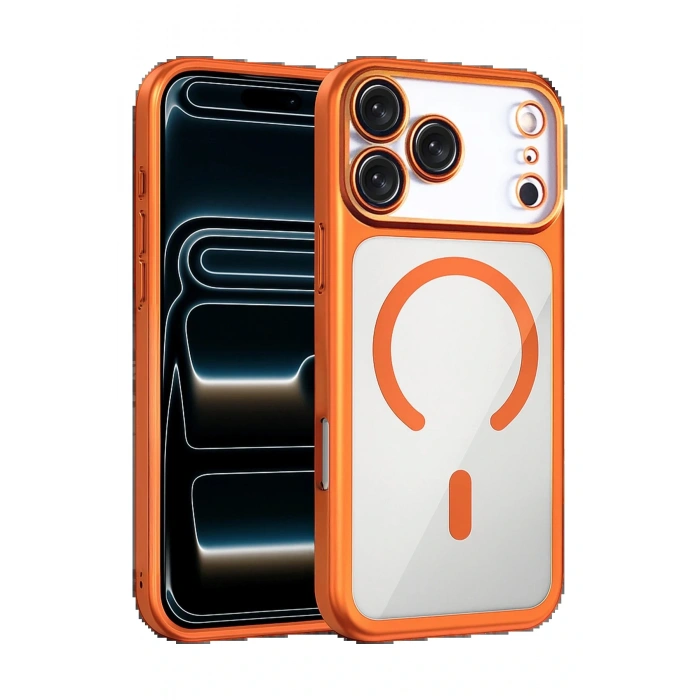 Apple iPhone 17 Pro Max Chrome Magsafe Kapak - Turuncu
