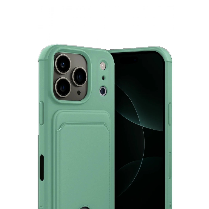 Apple iPhone 17 Pro Max Kelvin Kartvizitli Silikon - Açık Yeşil