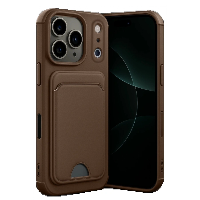 Apple iPhone 17 Pro Max Kelvin Kartvizitli Silikon - Kahverengi