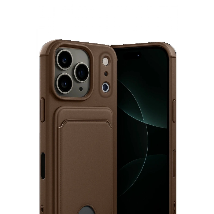 Apple iPhone 17 Pro Max Kelvin Kartvizitli Silikon - Kahverengi