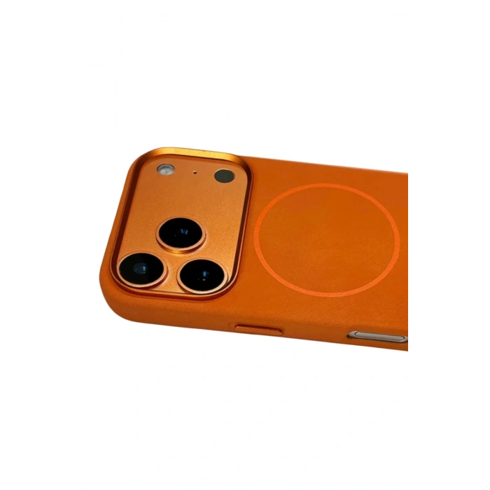 Apple iPhone 17 Pro Max Luno Deri Magsafe Kapak - Turuncu