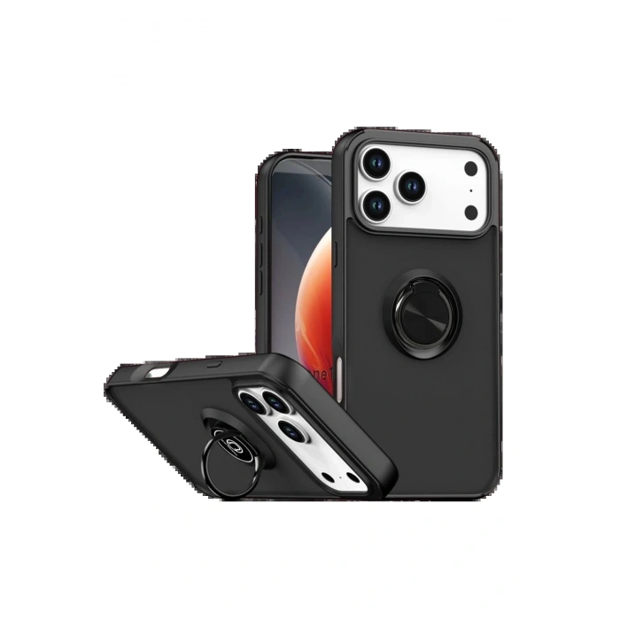 Apple iPhone 17 Pro Max Montreal Yüzüklü Silikon Kapak - Siyah