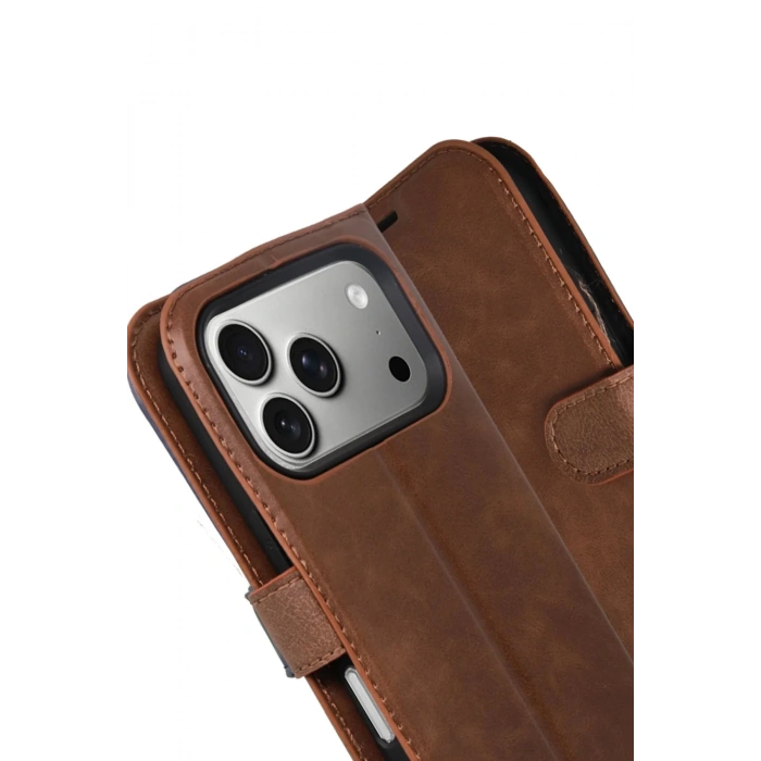 Apple iPhone 17 Pro Max Trend S Plus Kapaklı Kılıf - Taba