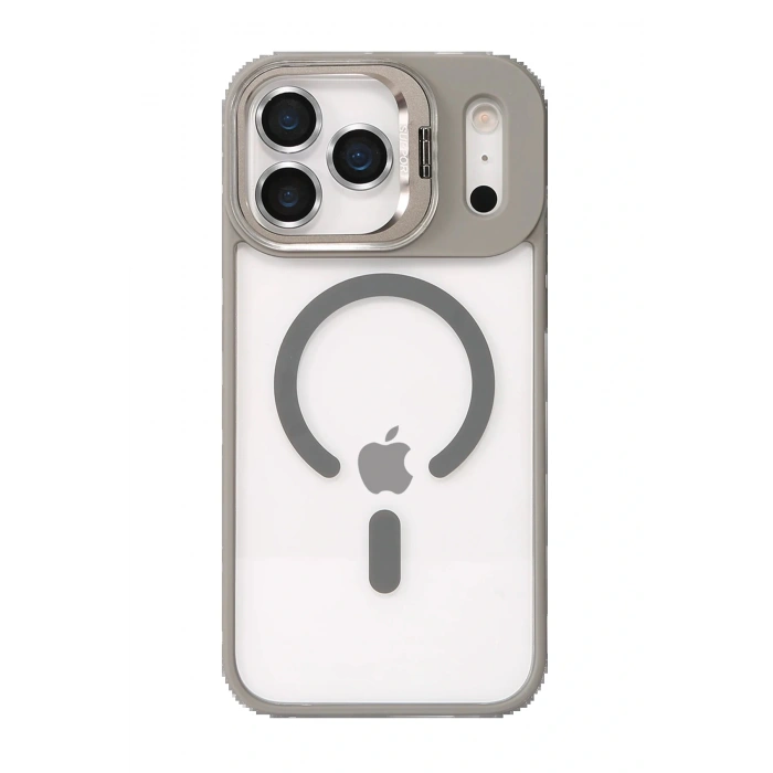 Apple iPhone 17 Pro Remim Lensli Magsafe Standlı Kapak - Titan Gri