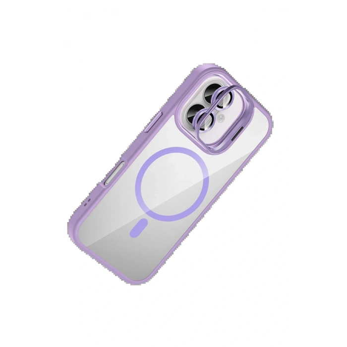 Apple iPhone 17 Remim Lensli Magsafe Standlı Kapak - Lila