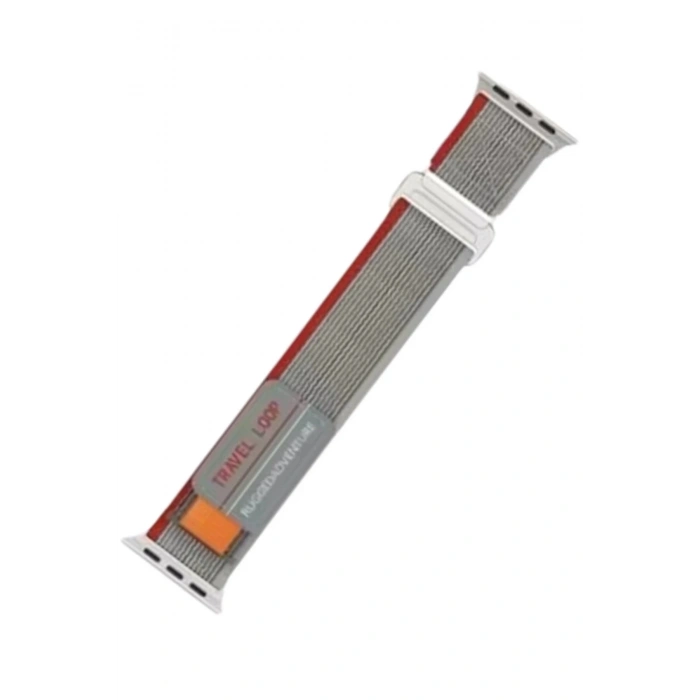 Apple Watch 38mm Alice Kumaş Kordon - Gri-Kırmızı