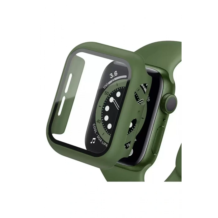 Apple Watch 38mm Camlı Kasa Ekran Koruyucu - Koyu Yeşil