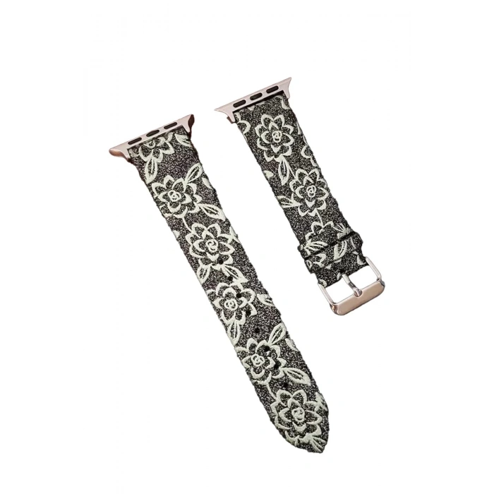 Apple Watch 38mm Creeper Desenli Kordon - Siyah