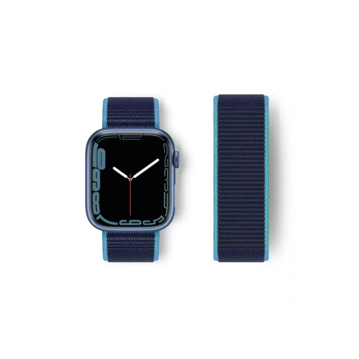 Apple Watch 38mm Hasırlı Cırtcırtlı Kordon - Mavi-Lacivert