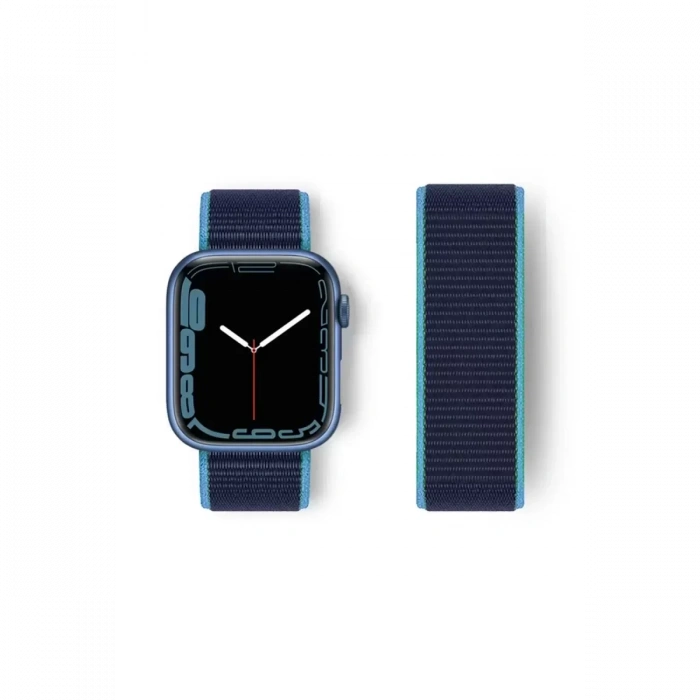 Apple Watch 38mm Hasırlı Cırtcırtlı Kordon - Mavi-Lacivert
