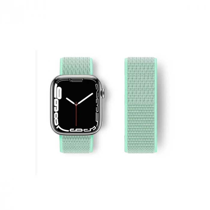 Apple Watch 38mm Hasırlı Cırtcırtlı Kordon - Turkuaz