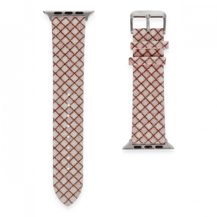 Apple Watch 38mm Karo Motif Kordon - Pembe