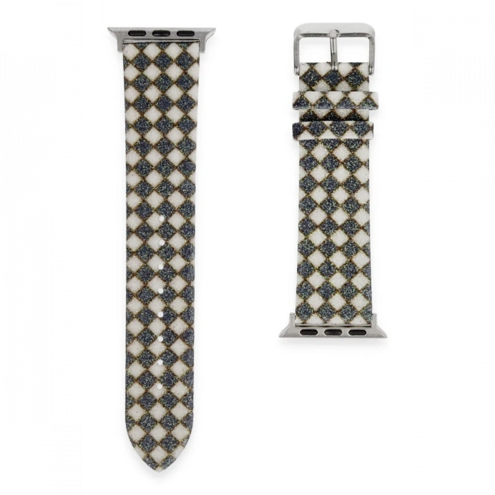 Apple Watch 38mm Karo Motif Kordon - Siyah