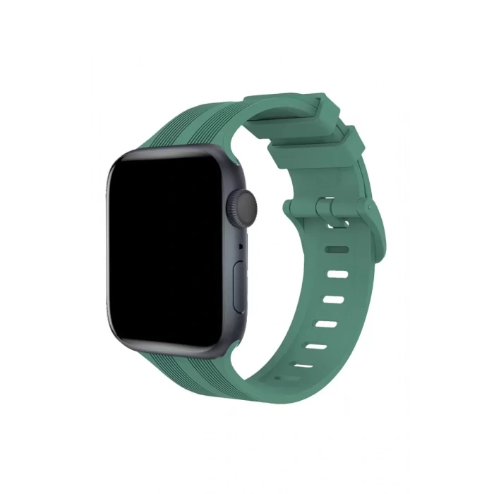 Apple Watch 38mm KR408 Çizgili Silikon Kordon - Yeşil