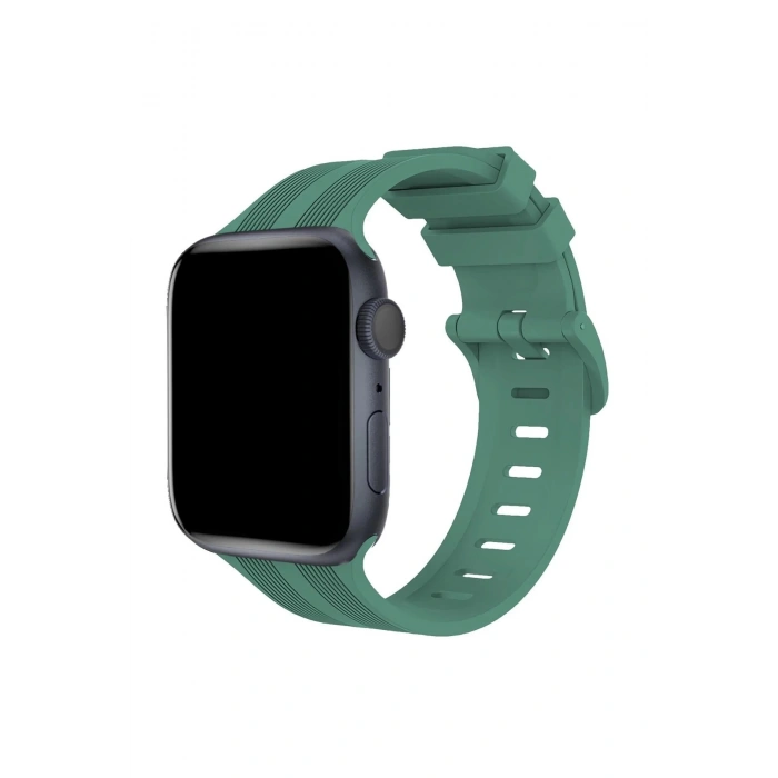 Apple Watch 38mm KR408 Çizgili Silikon Kordon - Yeşil