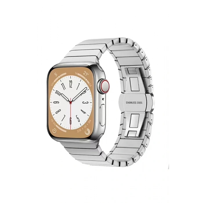 Apple Watch 38mm KR413 Fine Steel Kordon - Gümüş