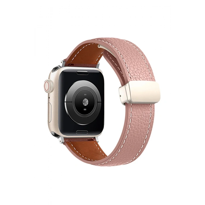 Apple Watch 38mm KR414 Daks Deri Kordon - Pembe