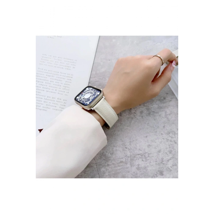 Apple Watch 38mm KR414 Daks Deri Kordon - Siyah