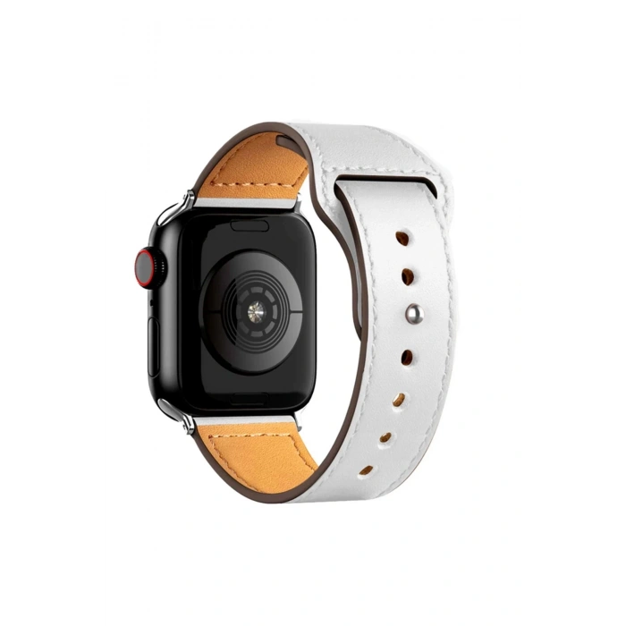 Apple Watch 38mm KR415 Luaz Deri Kordon - Beyaz