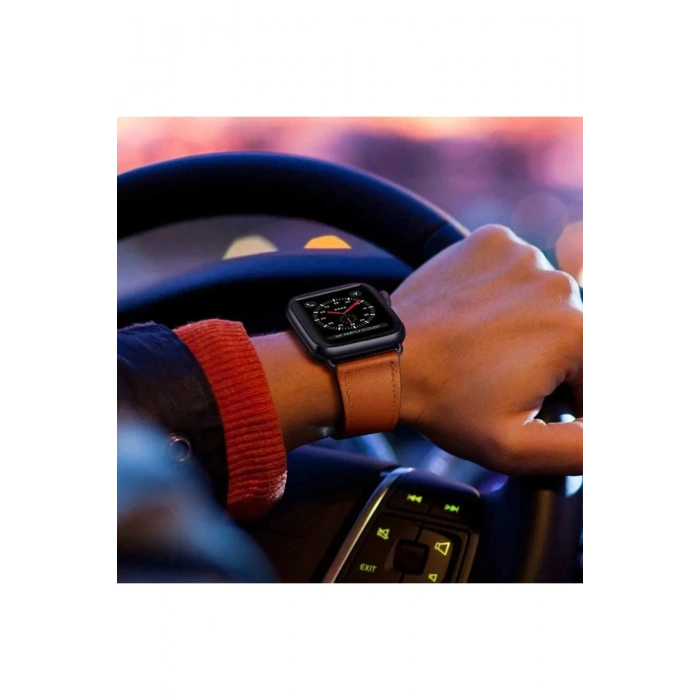Apple Watch 38mm KR415 Luaz Deri Kordon - Turuncu