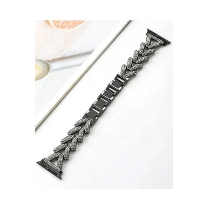 Apple Watch 38mm Node Taşlı Kordon - Siyah