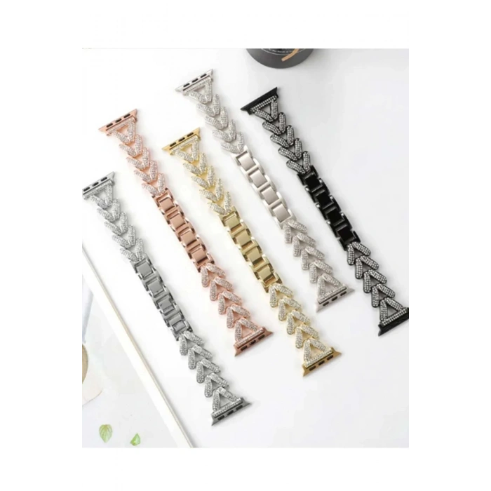 Apple Watch 38mm Node Taşlı Kordon - Siyah