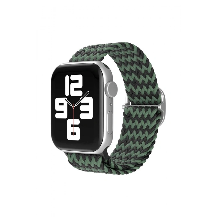 Apple Watch 38mm Star Kordon - Zigzag Yeşil-Siyah