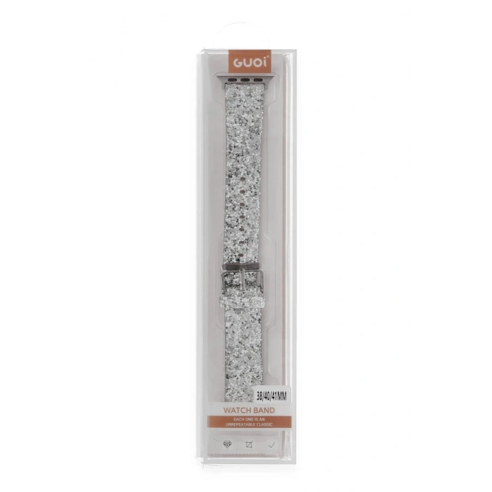 Apple Watch 38mm Starry Taşlı Kordon - Gümüş