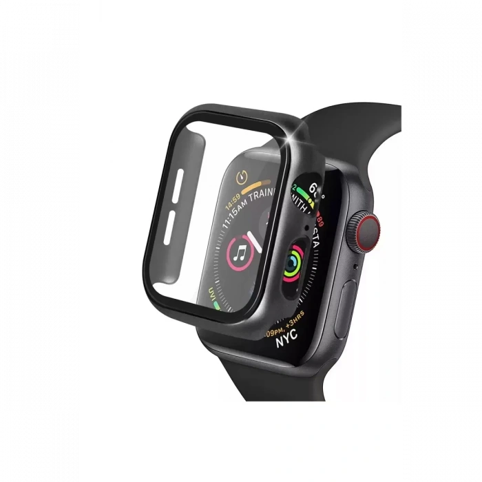 Apple Watch 40mm Camlı Kasa Ekran Koruyucu - Siyah