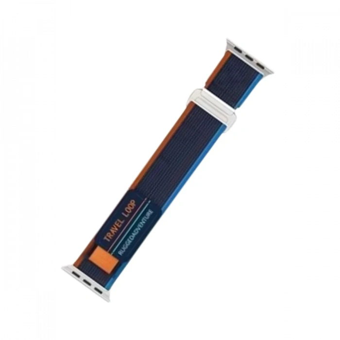 Apple Watch 42mm Alice Kumaş Kordon - Mavi-Turuncu