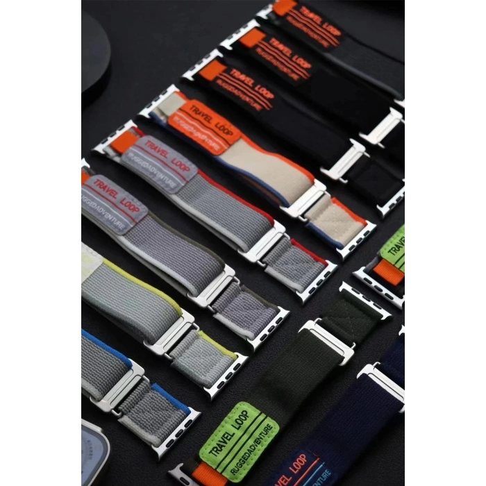 Apple Watch 42mm Alice Kumaş Kordon - Siyah-Gri