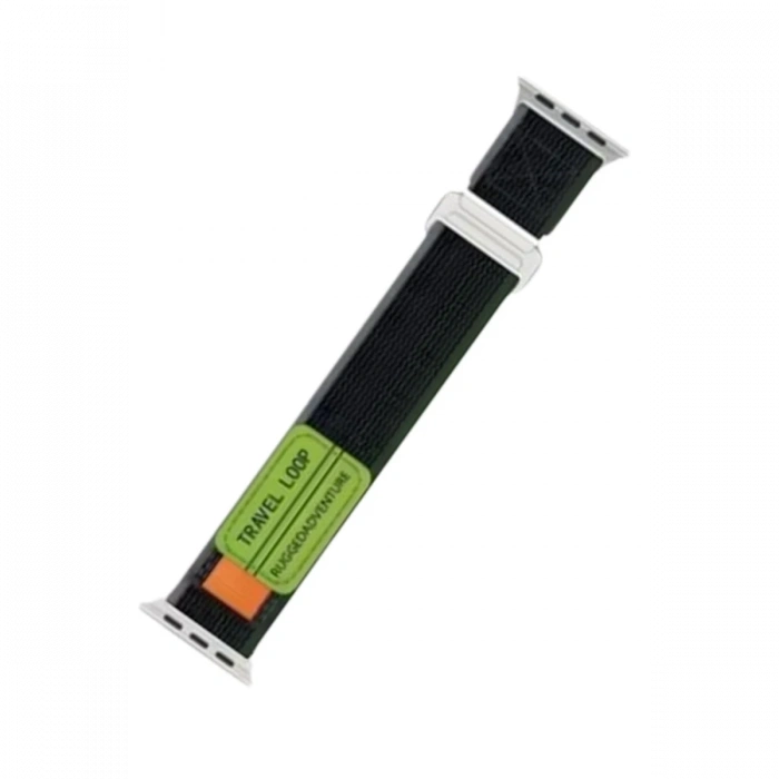 Apple Watch 42mm Alice Kumaş Kordon - Yeşil-Gri