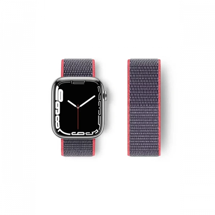 Apple Watch 42mm Hasırlı Cırtcırtlı Kordon - Pembe