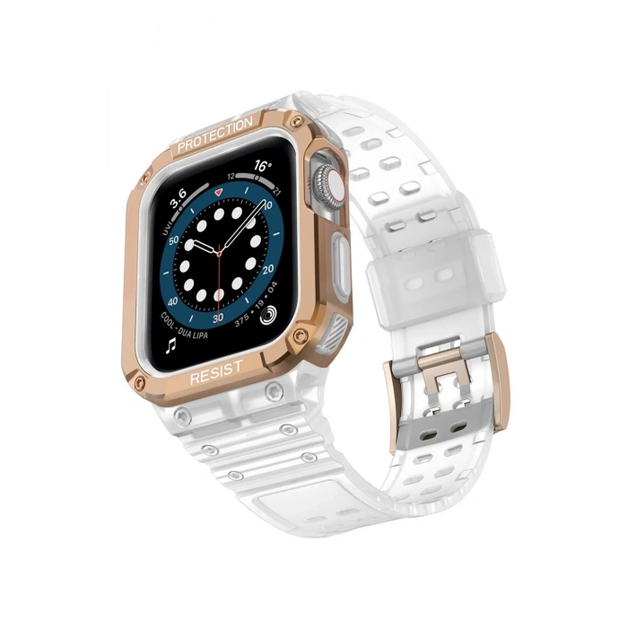 Apple Watch 42mm KR401 Silikon Kordon - Beyaz-Rose