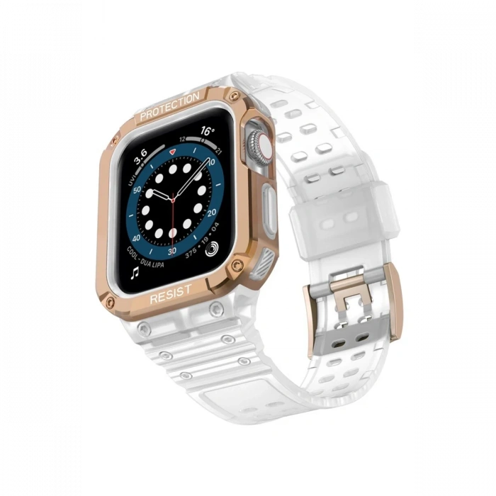Apple Watch 42mm KR401 Silikon Kordon - Beyaz-Rose