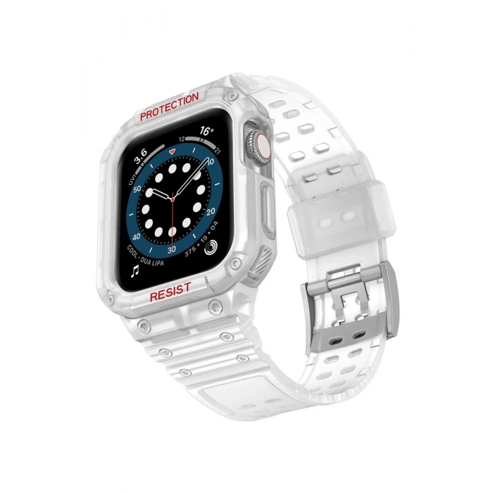Apple Watch 42mm KR401 Silikon Kordon - Şeffaf