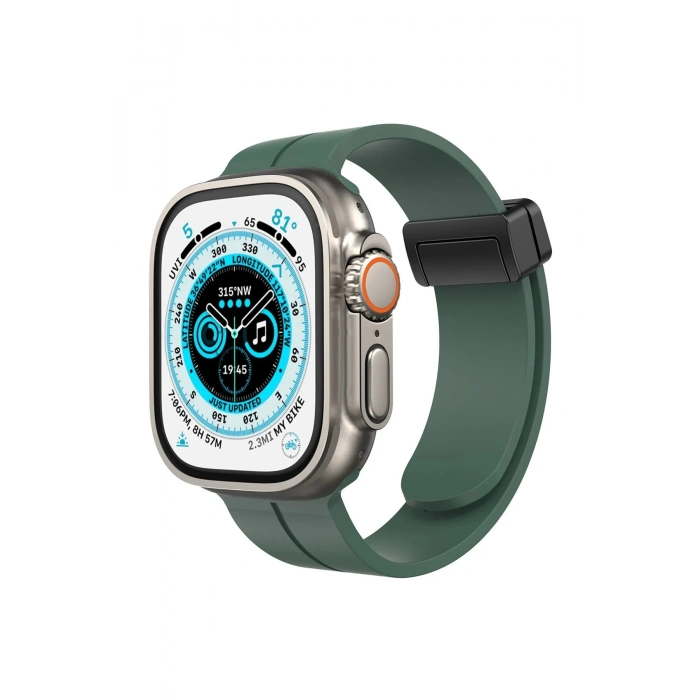 Apple Watch 42mm KR412 Elegance Stylısh Kordon - Koyu Yeşil