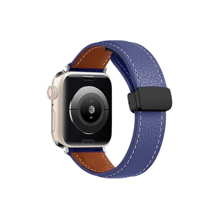 Apple Watch 42mm KR414 Daks Deri Kordon - Lacivert