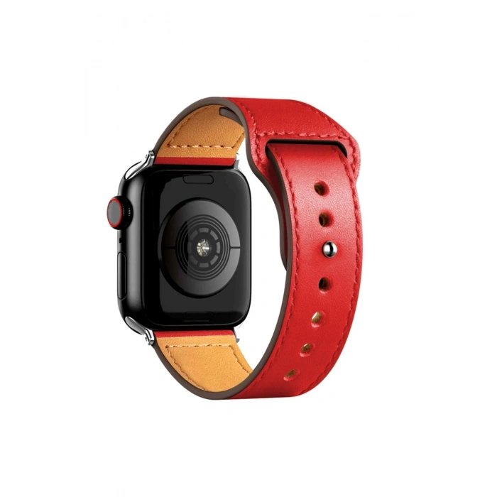Apple Watch 42mm KR415 Luaz Deri Kordon - Kırmızı