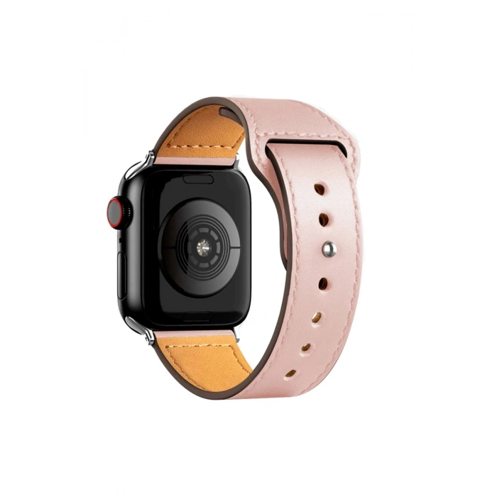 Apple Watch 42mm KR415 Luaz Deri Kordon - Pembe