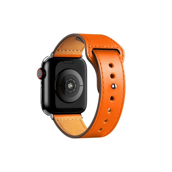 Apple Watch 42mm KR415 Luaz Deri Kordon - Turuncu