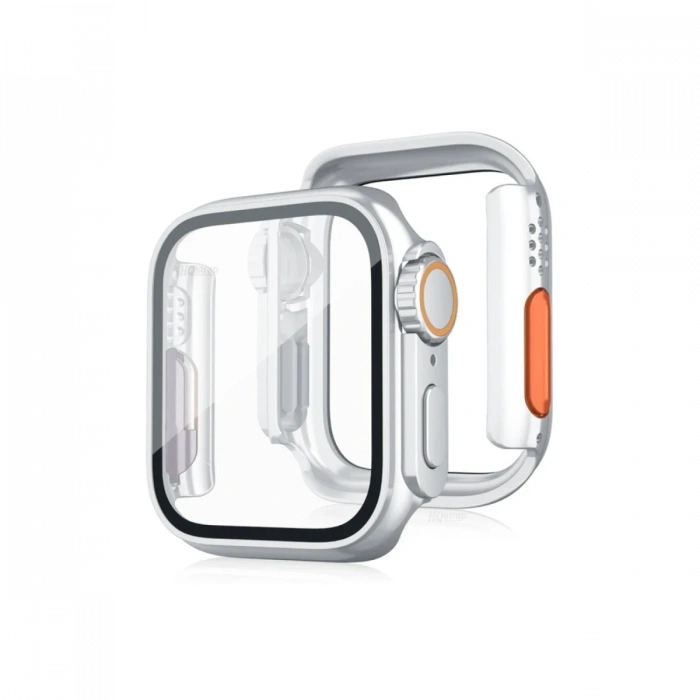 Apple Watch 44mm Watch 49mm Kasa Dönüştürücü ve Ekran Koruyucu - Gümüş