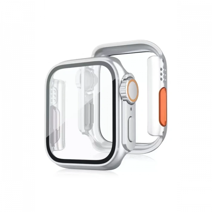 Apple Watch 44mm Watch 49mm Kasa Dönüştürücü ve Ekran Koruyucu - Gümüş