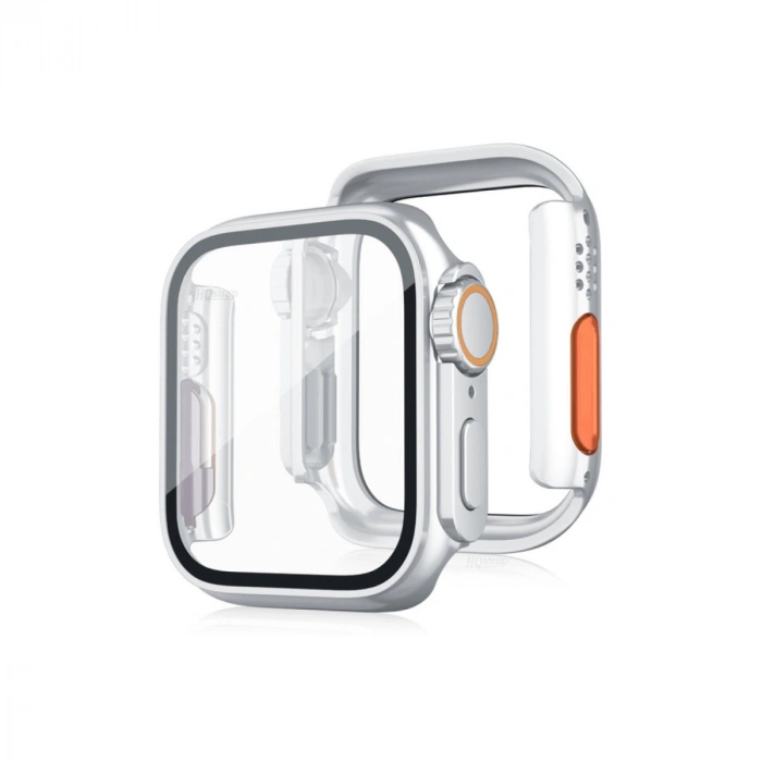 Apple Watch 44mm Watch 49mm Kasa Dönüştürücü ve Ekran Koruyucu - Gümüş