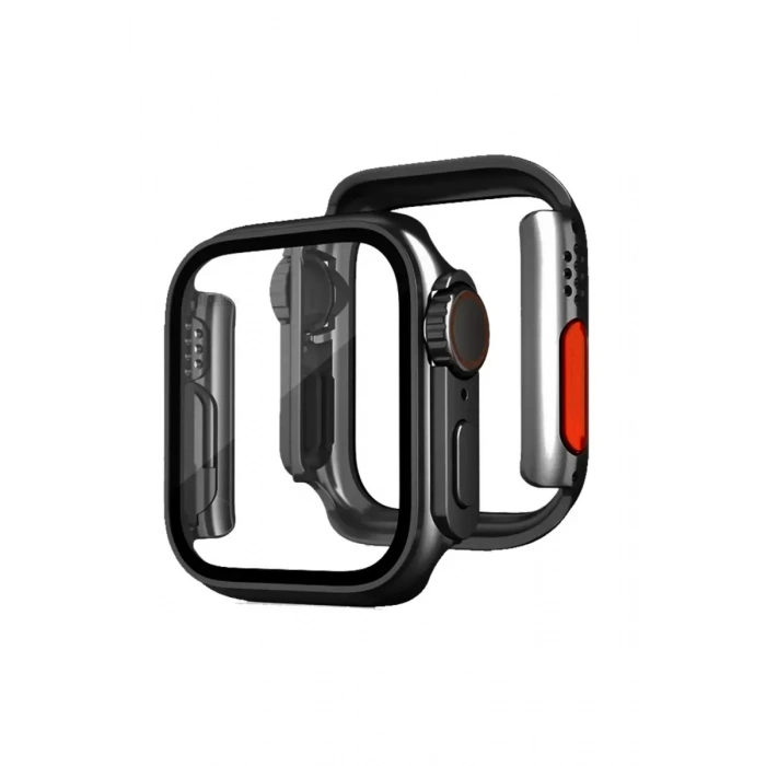 Apple Watch 44mm Watch 49mm Kasa Dönüştürücü ve Ekran Koruyucu - Siyah